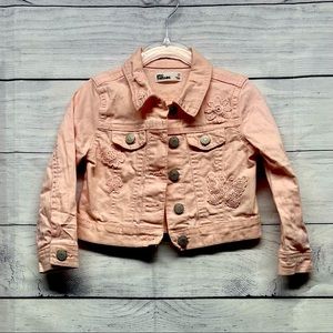 Epic Threads Girl's Pastel Pink Embroidered Floral Denim Jacket Size 2t